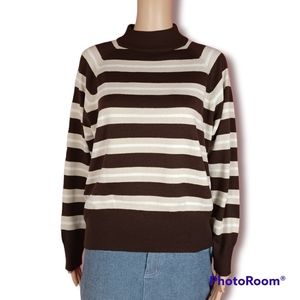 Maggie Lawrence Dark Brown/Tan Striped Sweater